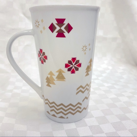 Starbucks 2013 Holiday Christmas Village Coffee Mug 18 oz Tall Red Gold Houses - Picture 4 of 9